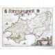 Wales - Pembrokeshire a Caermarthen - Penbrochia Comitatus et Comitatus Caermaridvnum, mědirytina, mapa, Blaeu, 1645 - Staré mapy na prodej