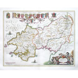 Wales - Pembrokeshire and Caermarthen - Penbrochia Comitatus et Comitatus Caermaridvnum, copperplate map, Blaeu, 1645