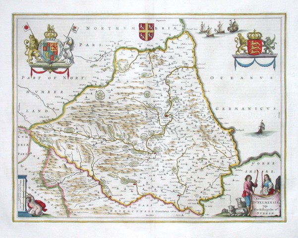 Episcopatvs Dvnelmensis. Vulgo The Bishoprike of Dvrham - Stará mapa