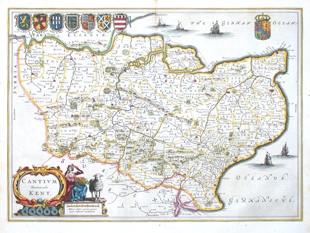 Cantivm Vernacule Kent - Alte Landkarte