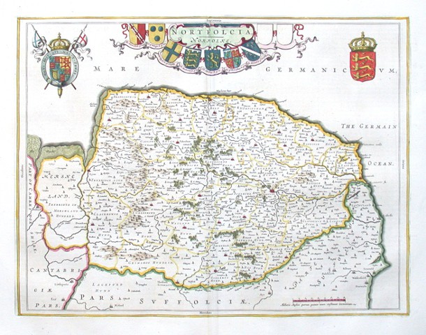 Nortfolcia - Norfolke - Antique map