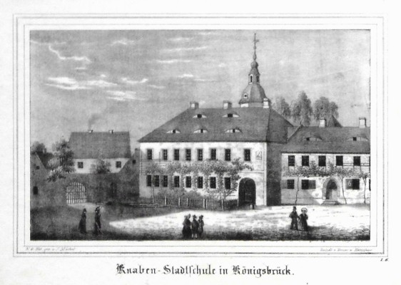 Knaben-Stadtschule in Königsbrück - Antique map