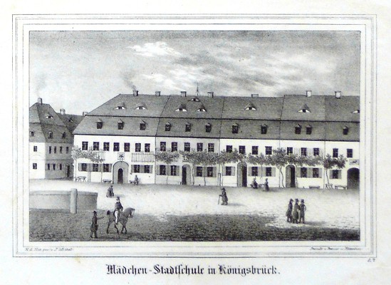 Mädchen-Stadtschule in Königsbrück - Antique map