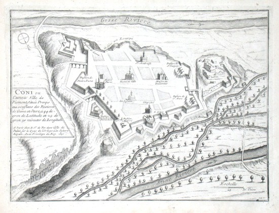 Coni ou Cuneo - Antique map