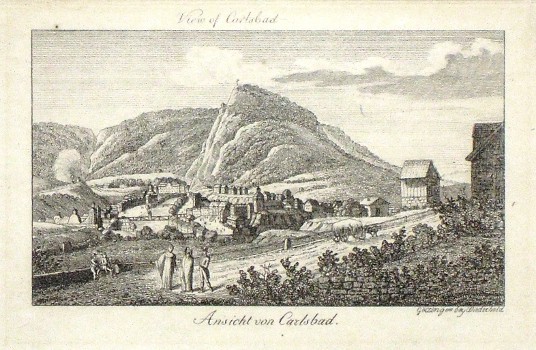 View of Carlsbad. Ansicht von Carlsbad - Staré mapy na prodej