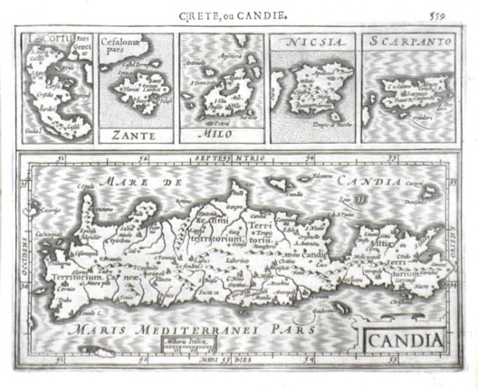 Candia, I. Corfu, Zante, Milo, Nicsia, Scarpanto - Antique map