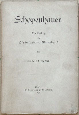 Schopenhauer. Ein Beitrag zur Psychologie der Mataphysik