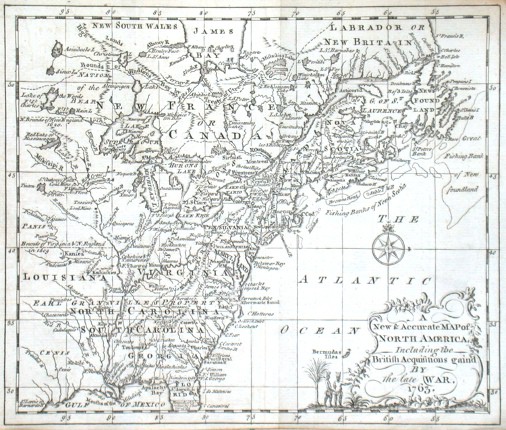 A New & Accurate Map of North America, Including the British Acquisitions - Staré mapy na prodej
