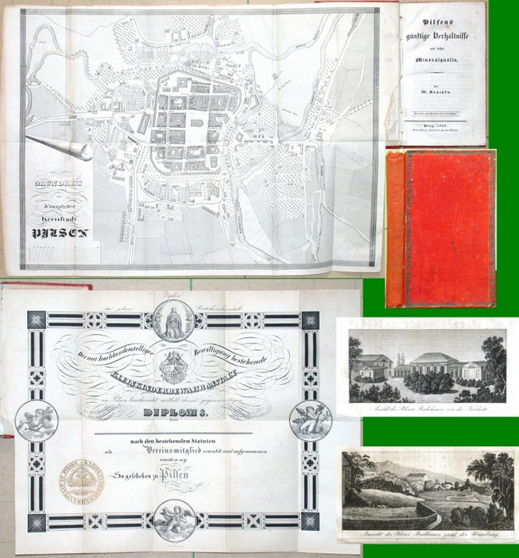 Pilsens günstige Verhältnisse u. dessen Mineralquelle, Krankengeschichten in Hinsicht auf das Pilsner Mineralwasser - Old prints, rare books and bibliophile books for sale
