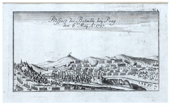Prospect der Bataille bey Prag  Ao. 1757 - Staré mapy na prodej