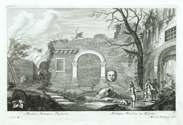 Rudera Antiqua Passavii. - Antique Rudera zu Passau - Verkauf alter Karten