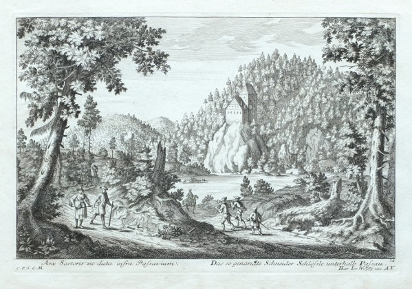 Arx Sartoris  - Das so genandte Schneider Schlössle unterhalb Passau - Old maps for sale