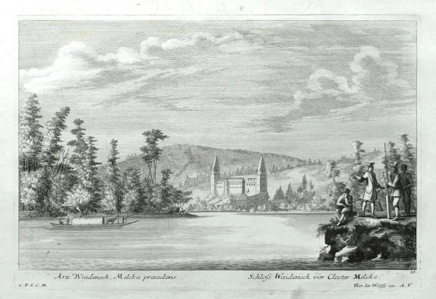 Arx Waideneck, Melcka praecedens. - Schloss Waideneck vor Closter Melcke - Verkauf alter Karten