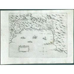 Montenegr - Colfo de Lodrin con parte di Albania, copperplate map, Camocio, 1571