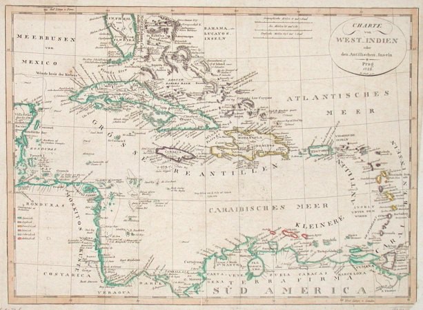 Charte von West Indien oder den Antillischen Insel - Old maps for sale