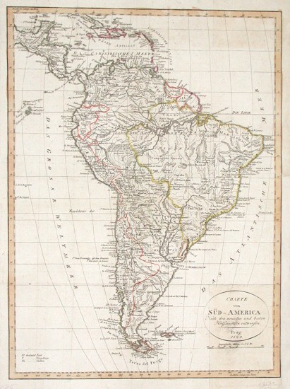 Charte von Süd-America Nach den neuesten und besten Hülfsmitteln entworfen - Staré mapy na prodej