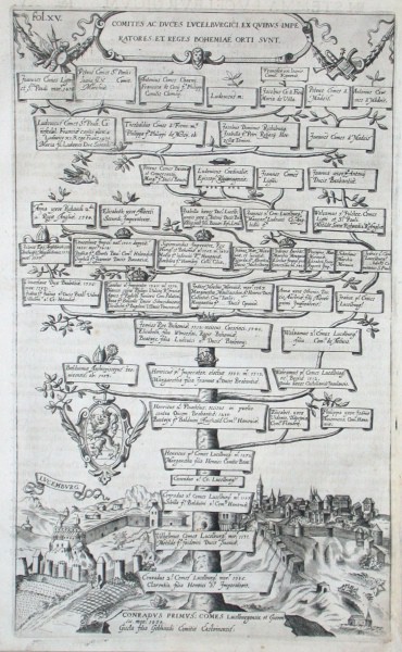 Comites ac duces Lucemburgici. Ex quibus imperatores et reges Bohemiae orti sunt - Old maps for sale