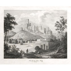 Rabí, litografie, Kunike, 1830, Ansicht der Ruine Raby
