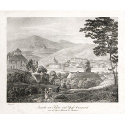 Ansicht von Klein- und Gross-Czernosek mit der Ruine Kamaik in Böhmen