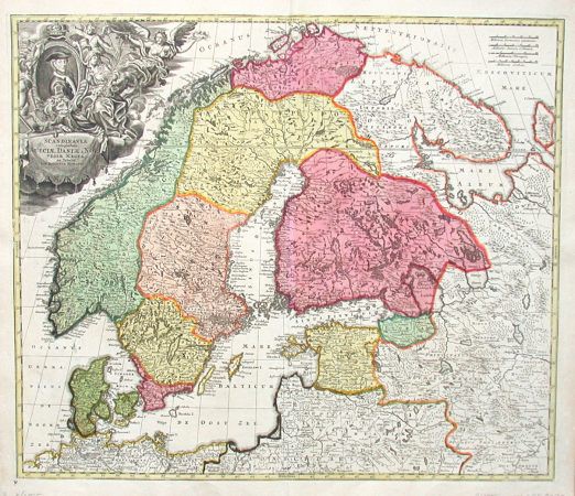 Scandinavia complectens Sueciae, Daniae & Norvegiae regna - Antique map