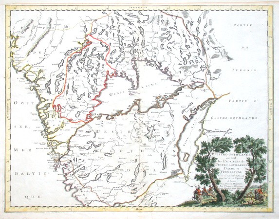 Westro-goth-lande ou sont les Provinces de Westro-goth-lande, Dalie, et Vermelande - Alte Landkarte