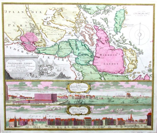 Accurate Carte der Upländischen Scheren mit der Situation und Gegend umb Stockholm - Old maps for sale
