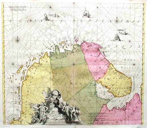 Finmarchiae et Laplandiae Maritima. Nieuwe Pascaert vande kusten Finmarcken en Lapland Streckende van Dronten tot Archangel - Old maps for sale