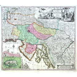 Slovinsko, Chorvatsko - Exactissima Ducatus Carniolae ... delineatio, mědirytina, mapa, Seutter, 1740
