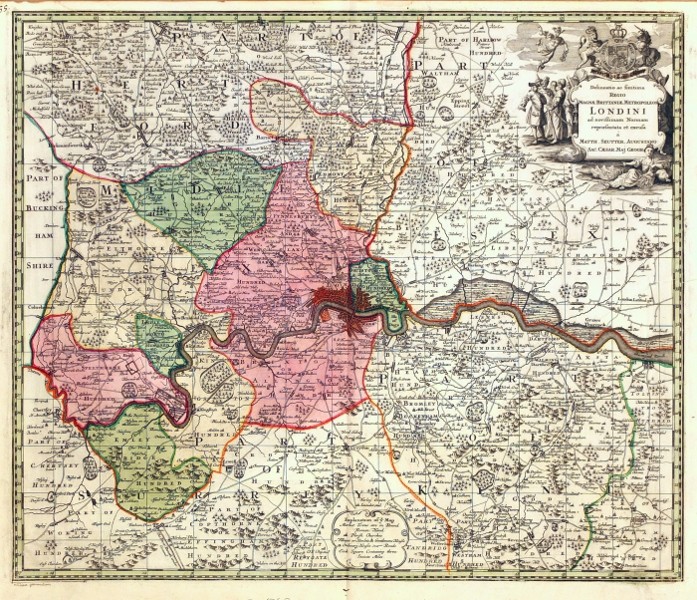 London - Delineatio ... Magnae Brittaniae Metropoleos Londini - Alte Landkarte