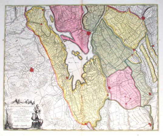 Hollandiae Meridionalis Pars II. continens novissimam Insularum Dordracensis, Alblasser, Crimper et Clundert - Antique map