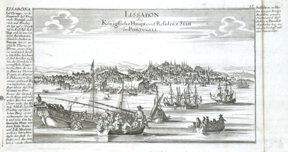 Lissabon die Königliche Haupt und Residenz Statt in Portugal - Alte Landkarte