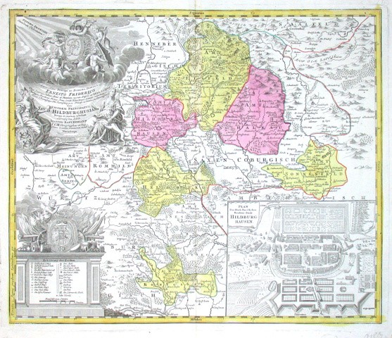 Serenisimo Principi ac Domino, Domino Ernesto Friderico  Ejusdem Principatus Saxo-Hildburghusian(is) Novam et exactam - Alte Landkarte