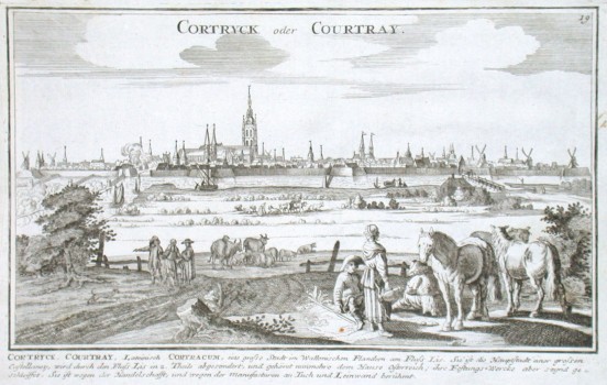 Cortryck oder Courtray - Alte Landkarte