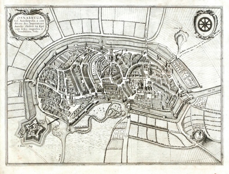 Osnabrück - Osnabruga, copperplate engraving, Hollar Janssonius, 1657