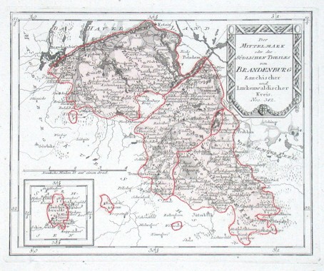 Der Mittelmark oder des Südlichen Theiles von Brandenburg Zauchischer und Luckenwaldischer Kreis. Nro. 342. - Antique map